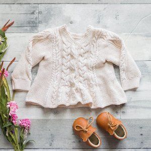Baby Gap Beige White Cable Knit Sweater Top